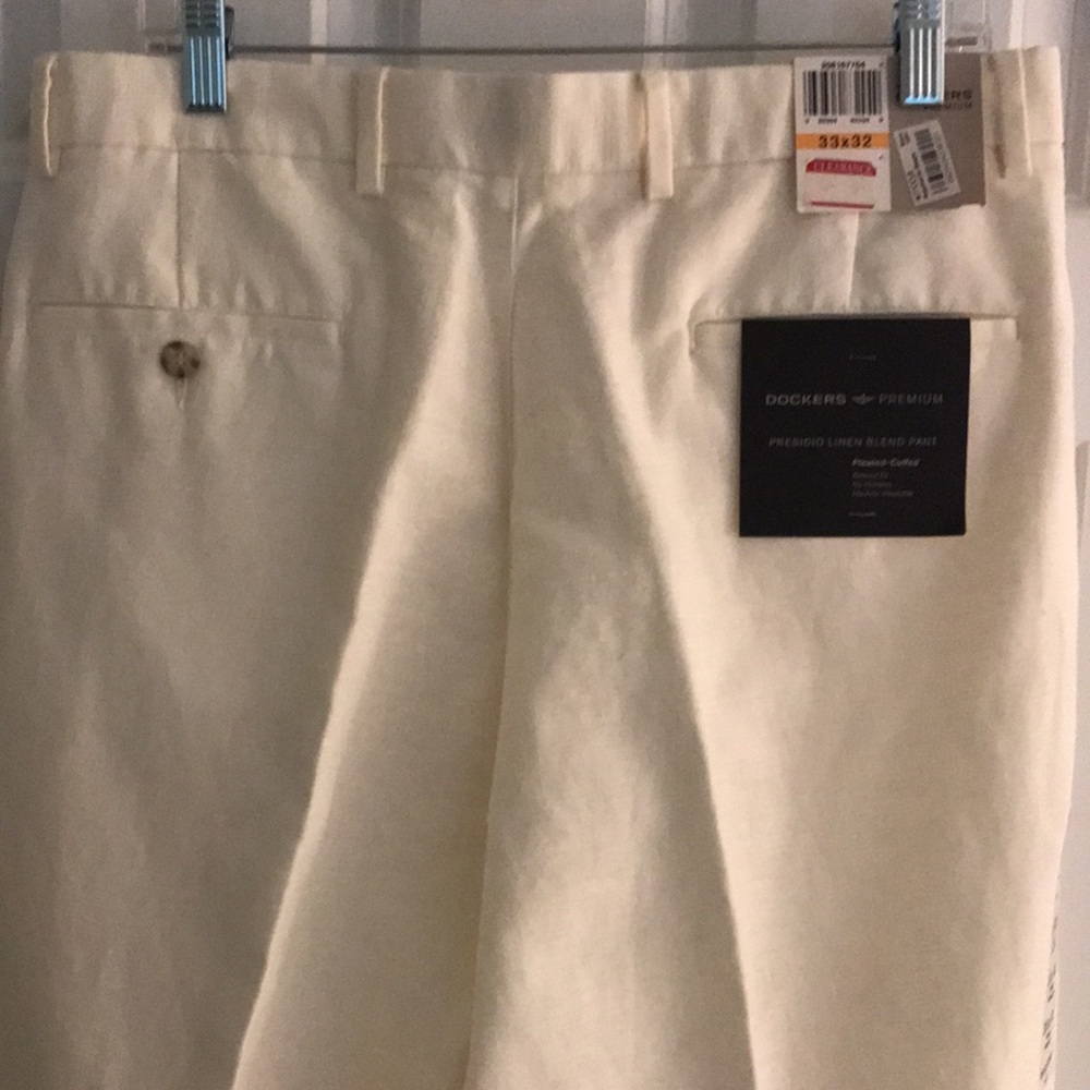 New Dockers Premium Presidio Linen Blend Off White Trouser Pants 33 x 32 - Picture 5 of 14